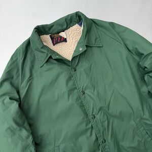 70s VIP Forest Green Sherpa Lined Trucker Jacket Skater Workwear Fits XL